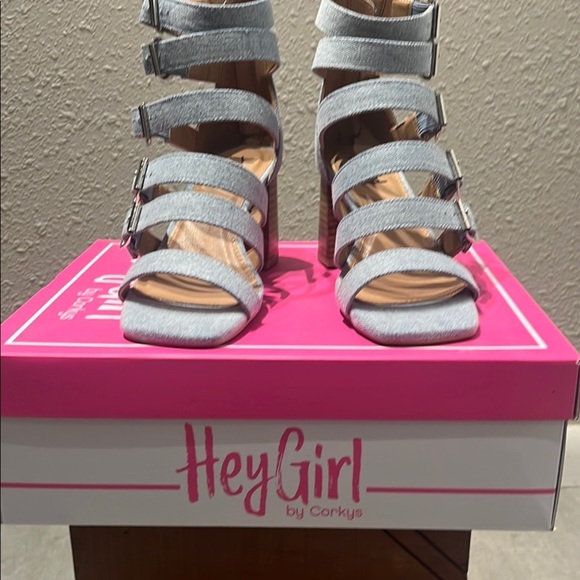 Corkys Gray and Blue Strappy Heels - Picture 12 of 16